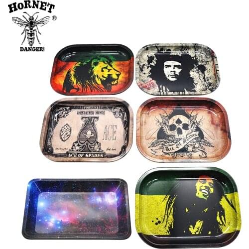 HORNET Iron Plate Storage Rolling Tray 17cm*13cm*1.8cm Storage Cigarette Rolling Paper Cigarette Holders Container Tobacco Tray
