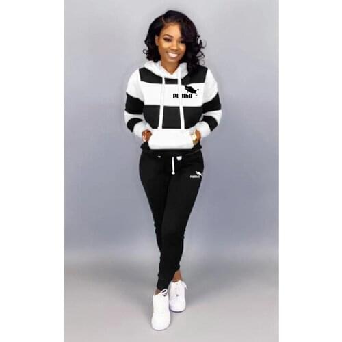 Winter Tracksuit Women 2 Piece Set Sweatshirt Print Hoodies+Pants Sportwear Womens Sports Suit Female Hooded Set Hoodies Suit