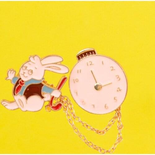 Rabbit Gentleman Badge Animal Badges for Backpack Pocket Watch Badges for Clothes Enamel Pins Clothes Lapel Pin Brooches Jewelry
