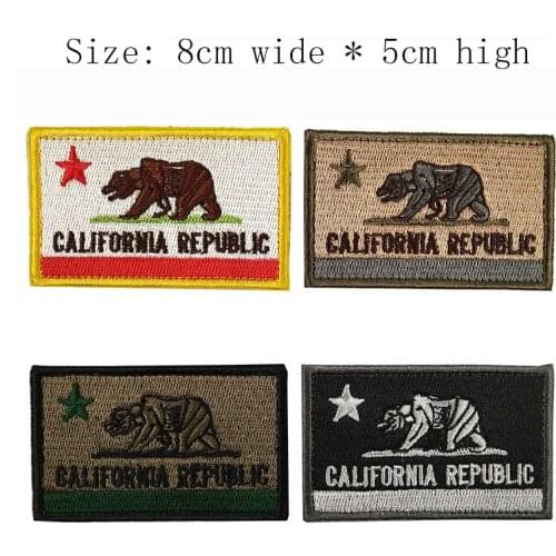 1pcs 8cm*5cm California Republic high quality hook and loop patch for clothing bags caps biker clothes 4 colors choose/Armband