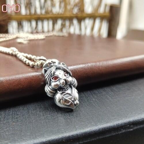 100% s925 sterling silver personality network hip hop street sphinx cat pendant for men and women