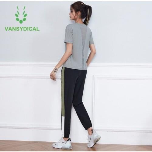 2pcs/set Women Running Sport Suit Gym Clothing Workout Sweatpant+Short Sleeve Outfit Outdoor Fitness Training Jogging Sportswear