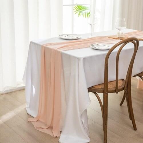 2021 Beautiful Chiffon Table Runner Tablecloth Wedding Bridal Party Home Decor Chair Sash Party Decoration Banquet Supplies 1pc