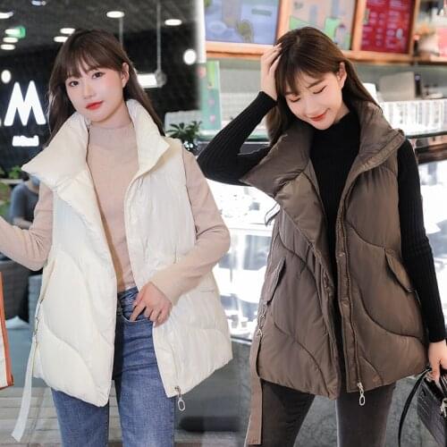 2021 Fashion Autumn Winter Women waistcost Vest Fashion sleeveless styled zipper Casual Winter Thick Warm padded Vest Coat