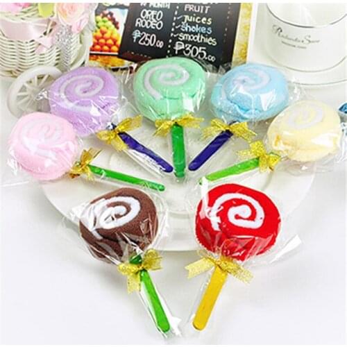 3Pcs 20cm*20cm Cute MINI Lollipop Child Bridal Fabric Washcloth Hand Towel Party Gift Randomly Colorful