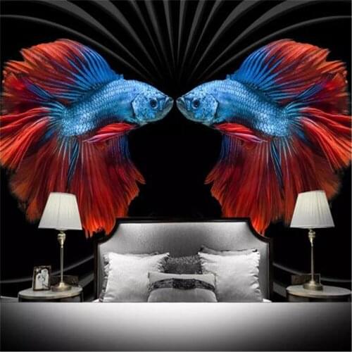 Wall Paper HD Embossed Modern Retro Personalized Color Fish Wallpaper home decor
