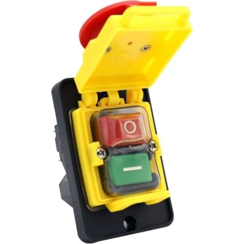 AC 250V 6A Waterproof Pushbutton Machine Saw Cutter Drill On Off Switches Control Box Switches Electromagnetic Switch KJD6 5e4