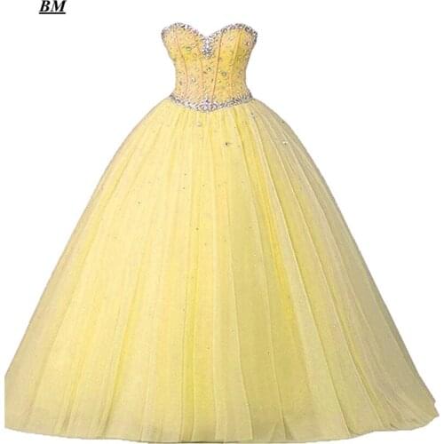 BM Tulle Ball Gown Quinceanera Dress 2019 Sweetheart Sweet 16 Dress Beading Prom Party Gown Debutante Vestido De 15 Anos BM207