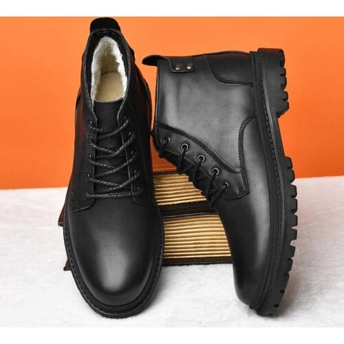 Cow Leather Boots for Men High Top Mens Boots Breathable Casual Genuine Leather Wear-Resistant Basic Ankle Boot Military Shoes