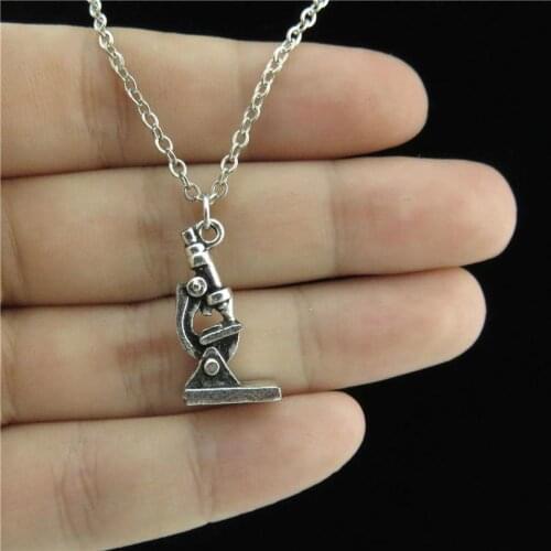 Microscope Science STEM Biology Chemistry Necklace Jewelry Science Gifts Chain 18"
