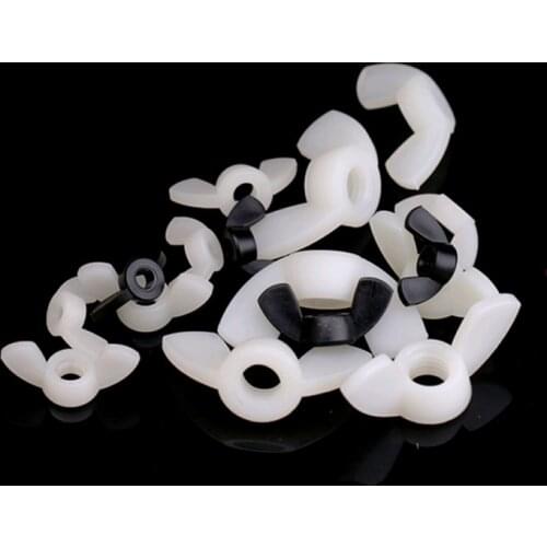 Black White Nylon Wing Nuts Hand Tighten Plastic Butterfly Nut Wingnut M3 M4 M5 M6 M8 M10 M12