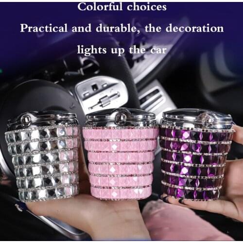 Holder Car Ashtray with Cover LED blue light Outdoor Portable Storage Container Cup Automotive interior Smoke Gadget For Men