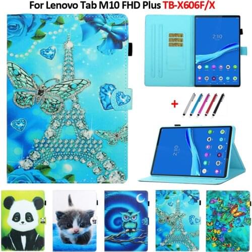 For Lenovo Tab M10 FHD Plus 10.3 TB-X606F TB-X606X 10.3" Flip Stand Wallet Cover Painted Case Funda for Lenovo Tab M10 Plus