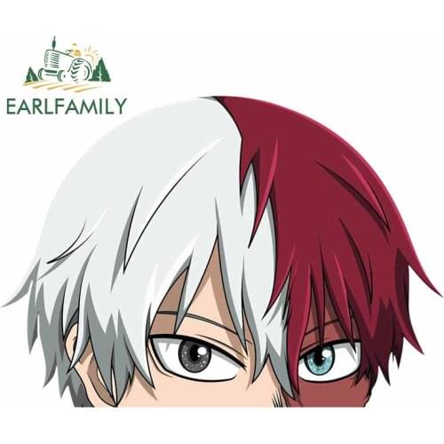 EARLFAMILY 13cm x 9.3cm for My Hero Academia Todoroki Shoto Peeker Fine Decal Waterproof JDM Accessories Laptop Car Stickers