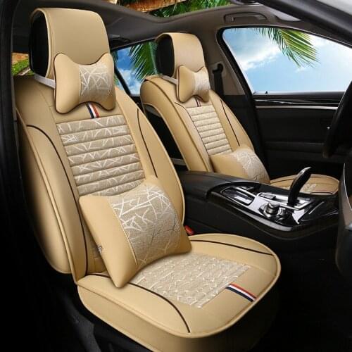 HLFNTF Fully-enclosed leather plus linen four season For Buick vw Chevrolet Enclave Encore Envision car ACCES car seat cushions