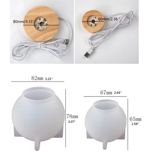 L5YD Crystal Ball LED Night Lights Epoxy Resin Mold Home Decorations Silicone Mold