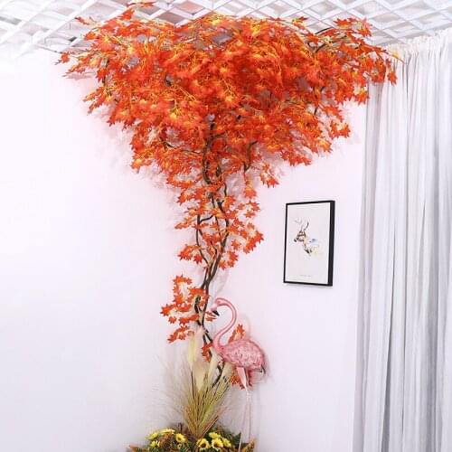 Artificial Maple Leaves Tree Red Silk Leaf Autumn Decoration Plants For Wedding Home Hall Decor Garden Decoration Outdoor