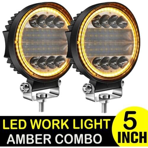 2X 5 Inch 200W LED Work Light Combo Spot Flood Off Road Driving Amber Fog Lamp