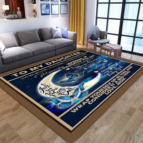 Carpet for To My Daughter Letter Printed Flannel Thicken Carpets for Living room bedroom Area Rugs Home Parlor Floor Mat/Blanket