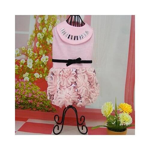 Lovely dogs cats lace flower princess dress doggy fashion spring summer dresses clothes puppy party dress clothing 1pcs S-XL