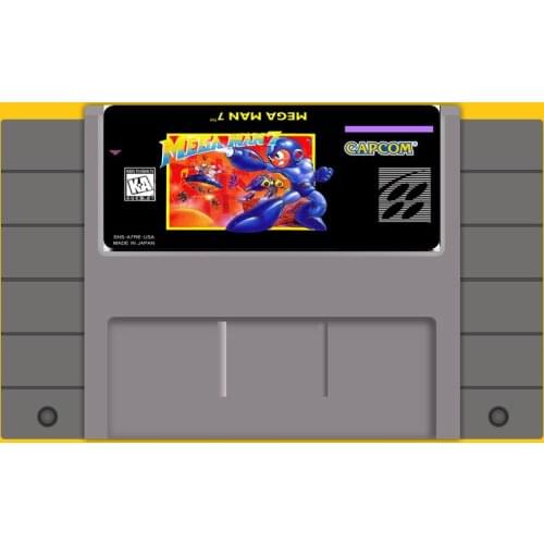 Mega Man 7 46 Pin 16 Bit Grey Game Card For USA NTSC Game Player