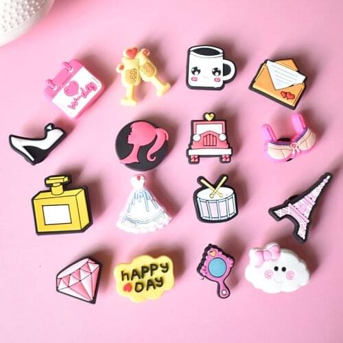 Cute Croc charms Shoe Decoration Buckle Accessories DIY Combination Jibz for girls perfume cup high-heeled diamond mirror