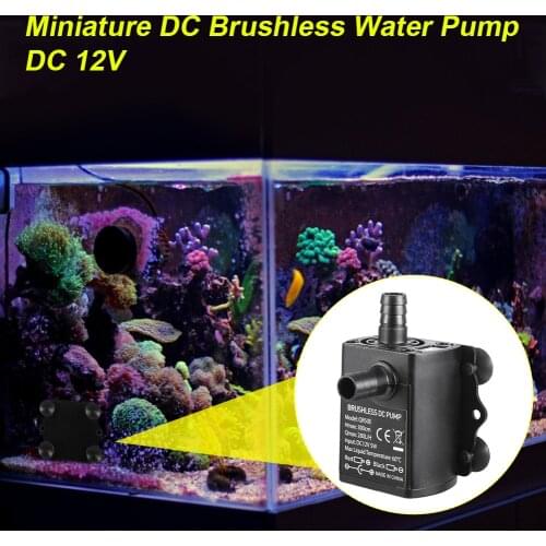 Mini Water Pump 12V 5W Ultra-quiet Brushless Waterproof Submersible Fountain Aquarium Circulating 280L/H Lift Water Pump 5W