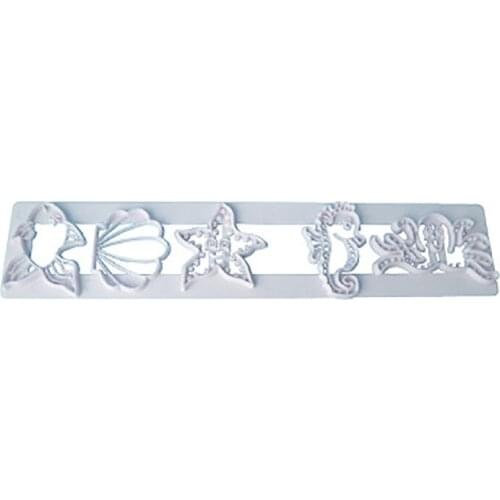 Marine Animal Octopus Seahorse Shell Sugar Kitchen Cake Edge Fondant Printing Mold For Wedding Decoration Template Baking Tools