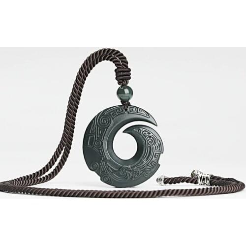 Natural Jade Pendant Necklace Hetian Jade Jewelry Carved Amulet Gifts for Men Women