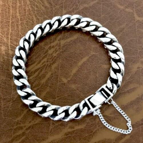 2020 new solid S925 pure silver fashion jewelry man tank bracelet personality retro clasp handmade bracelet for men and women