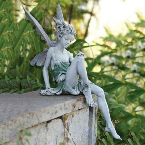 2021 New Tudor And Turek Sitting Fairy Statue Garden Ornament Resin Craft Landscaping Yard Decoration