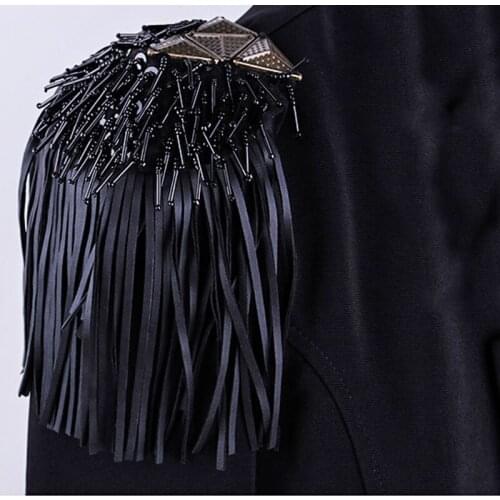 Wholesale Rock punk shoulder brooch online india with tassels pins and needles for jackets Bar Wedding Dress The Suits Party