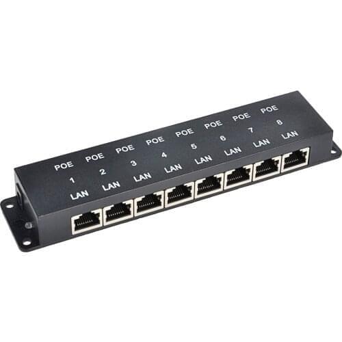 Security 8 port passive POE injector Power over Ethernet for IP Network Camera Ubiquiti and MikroTik 100Mbps for up to 8 devices