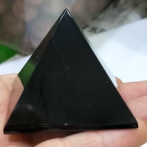 Dhxyzb 50mm Natural Obsidian Pyramid Quartz Black Crystal point specimen minera rock stone Remove negative energy home decor