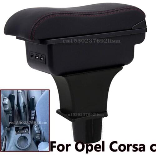 For Opel Corsa c Armrest Box Car Central Armrest Storage Box Interior modification accessories with USB LED