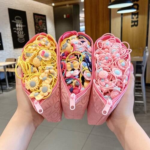 20Pcs Childrens Hair Rope Rubber Band Set Headband Girls Headdress Not Hurt Hair Tie Hair Ring Hairpin Girl Hair Accessories