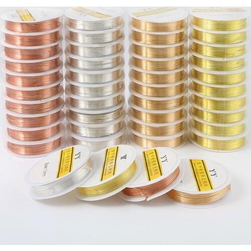 0.3/0.4/0.5/0.6/0.8/1.0mm Colorfast Gold Silver Color Copper Wire Beading Wire For Bracelet Necklace Jewelry DIY Accessories