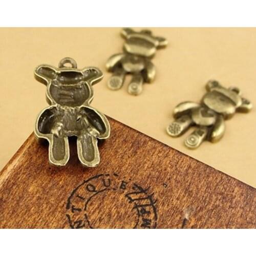 RONGQING 40pcs/lot bear animal charms and pendants for jewellery making DIY 15*29MM