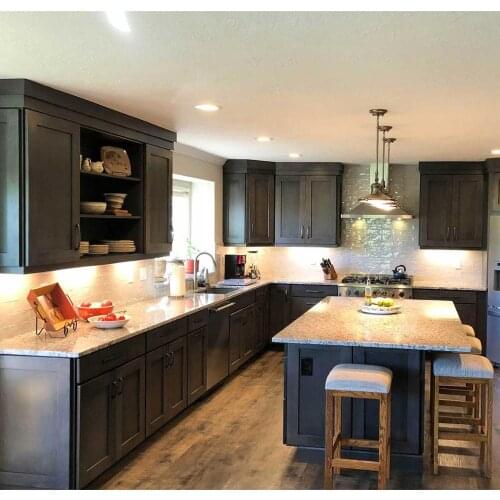 Gray Shaker Solid Wood Kitchen Cabinets Cupboard