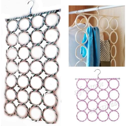 9/12/16/28 Ring Hole Scarf Shawl Scarves Holder Foldable Tie Belt Hook Organizer Storage Holder Clothing Hanging Display Rack