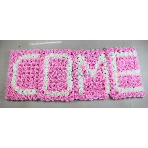 SPR Free Shipping 60*40cm pink WELCOME Artificial silk rose flower wall wedding backdrop arch flowers party decorations