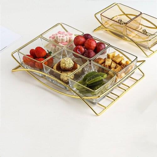 Glass Fruit Plate Modern Coffee Table Light Luxury Platter Living Room Home Creative Snacks Candy Dried Fruit Melon Seeds Box
