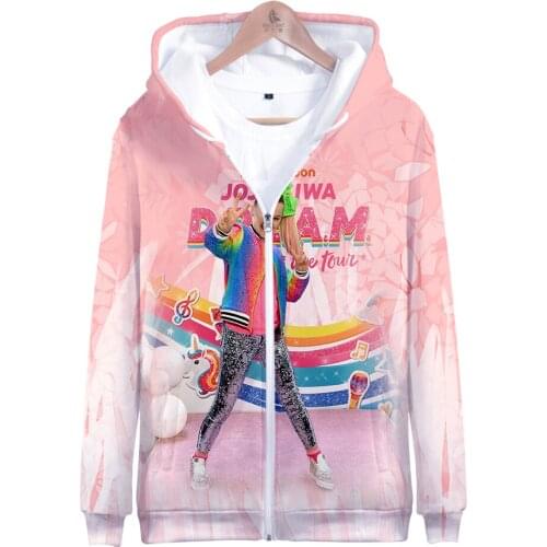 Popular 3D JOJO SIWA Zipper Hoodies Sweatshirts Women Men Tops Autumn Kids Hooded Fashion Hip Hop Girls Outwear Clothing