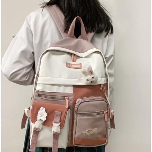 2021 New Waterproof Nylon Insert Buckle Women Backpack Female Cute Multi-pocket Travel Bag Schoolbag for Teenage Girls Book Bags