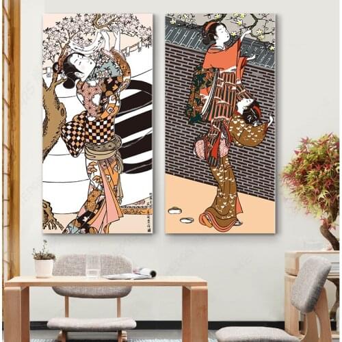 Japanese Ukiyoe Maid Canvas Painting Posters and Prints Wall Pictures for Living Room Print Home Decor Art Vintage Poster