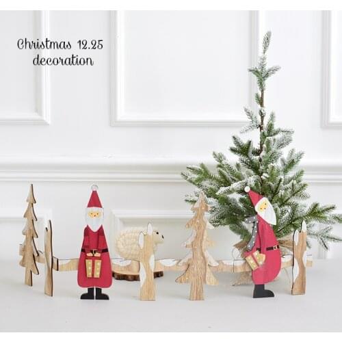 Nordic wooden Santa Claus fence fence setting moose fence Christmas tree decorations