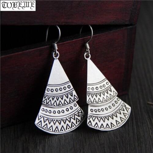 Handcrafted 100% 925 Silver Lucky Symbol Earrings Thailand Silver Women Earrings Pure Silver Lady Drop Earrings