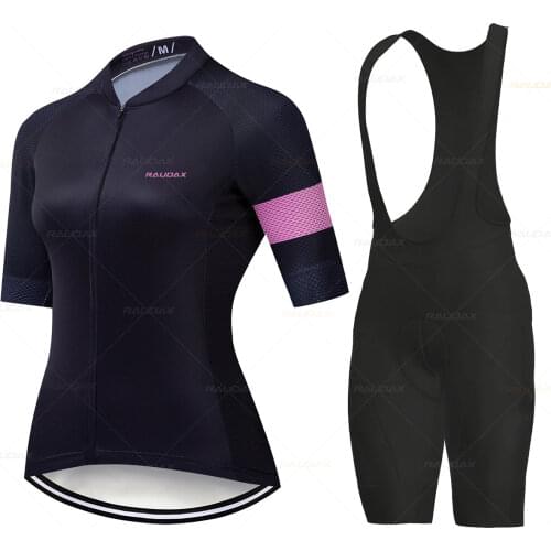 Raudax Womens Cycling Cycling Set New Summer Anti-UV Cycling Bicycle Clothing Quick-Dry Mountain Female Bike Clothes Jersey Set