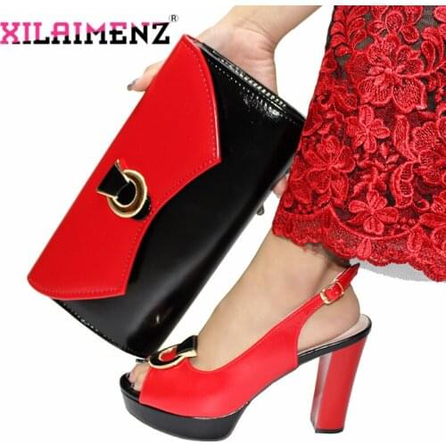 Mature Ladies Spring Hot Selling Italian Matching Shoes and Bag for Weddin Super High Heels Pu Leather Comfortable for Working