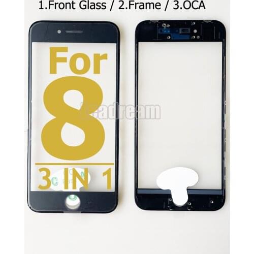 10Pcs Premium Quality Front Outer Glass Middle Frame Bezel Laminate OCA Glue For iPhone 7 8 3 2 in 1 Front Glass Frame OCA
